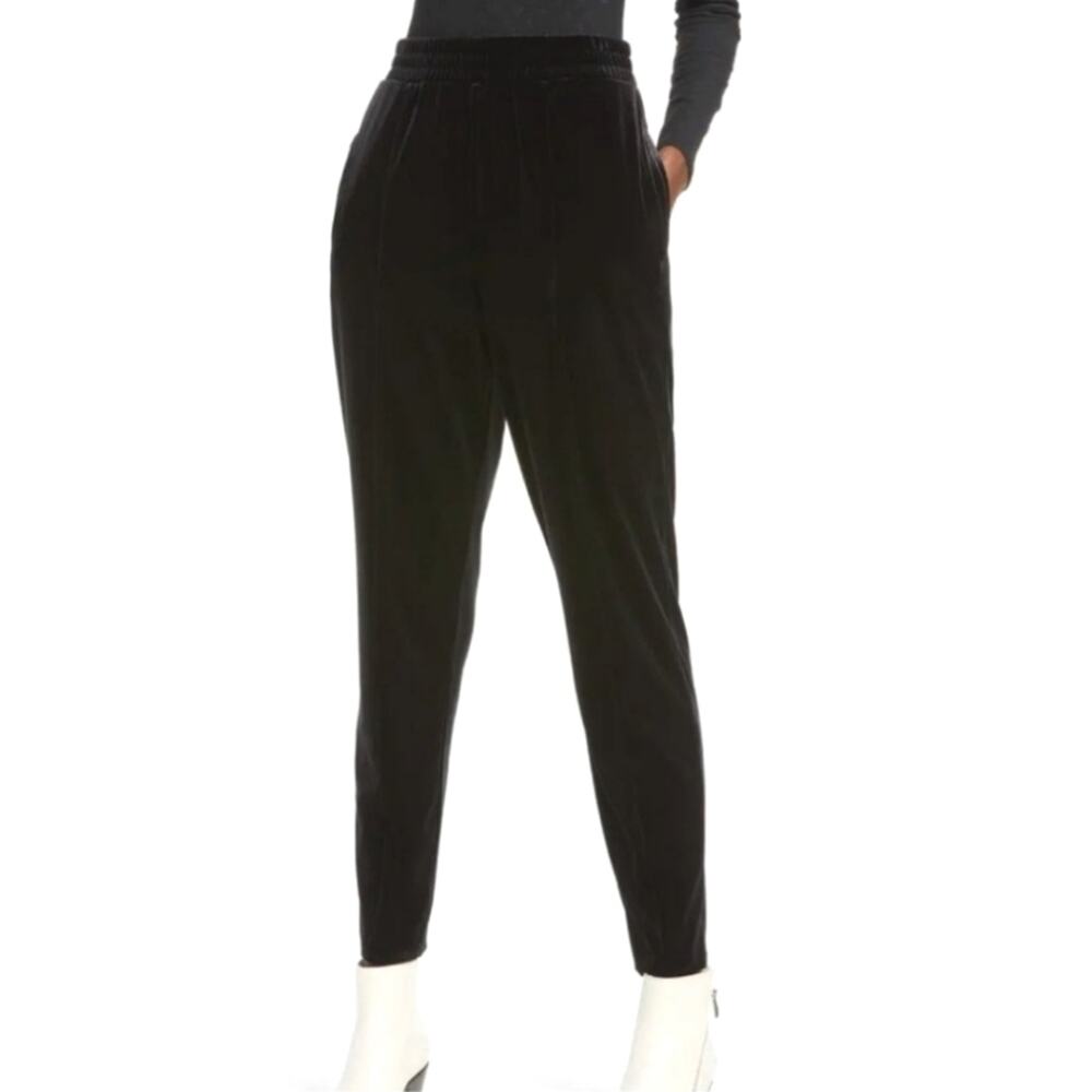 Open Edit Black Velvet High Rise Pull On Ankle Slim Pants M Holiday